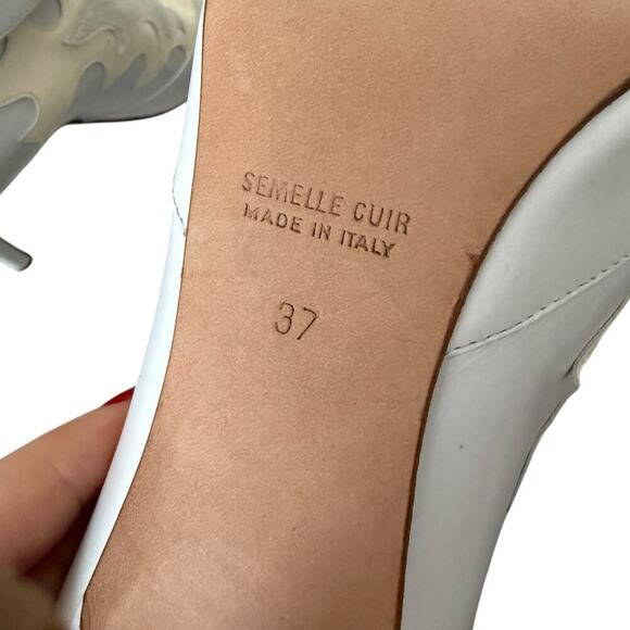 Laurence Dacada Peep Toe Buckle White Leather Ankle Boot $760 sz 37EU, US 6,5-7 - Picture 11 of 12